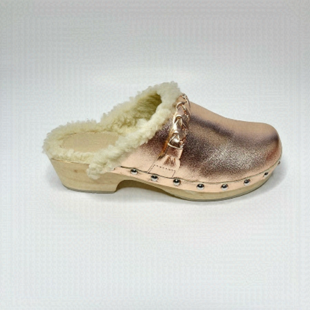 New Anthropologie Pilcro Rose Gold Cozy Braided Sherpa-lined Clog US 6/EU 36